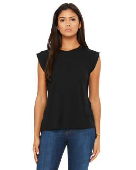 Flowy Muscle T-Shirt with Rolled Cuff