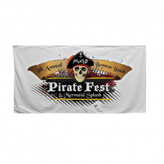 Sublimated Microfiber White Beach Towel, 1 Side (30x60)