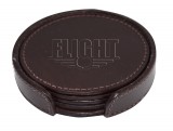 Set of 4 Leather Coasters with Stitched Edge