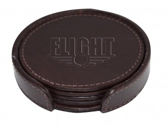 Set of 4 Leather Coasters with Stitched Edge