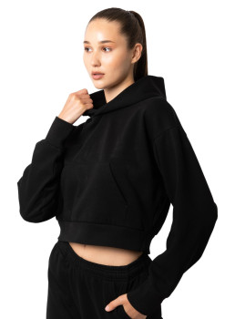 Ladies Cropped Drop Shoulder Pullover Hoodie