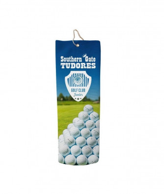 Sublimated Microfiber Trifold Golf Towel with Hook, 1 Side (15x15)