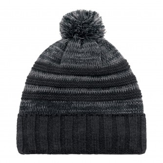 Marl Stripe Pom Pom Cuff Toque