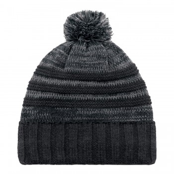 Marl Stripe Pom Pom Cuff Toque