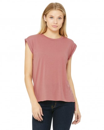 Flowy Muscle T-Shirt with Rolled Cuff