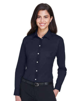 Women's Solid Stretch Twill Woven Dress Shirt