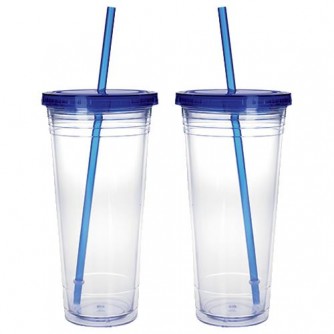 Clear Tumbler with Coloured Lid - 24oz