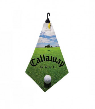 Sublimated Microfiber Shammy Triangle Folded Golf Towel with Hook, 1 Side (15x15)