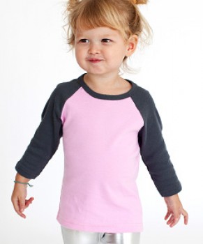 Kids Baby Rib 3/4 Sleeve Raglan