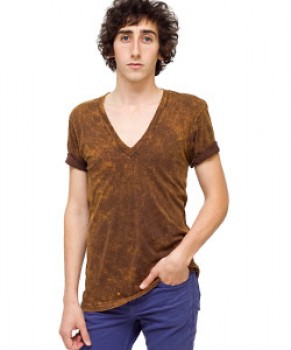 Sheer Jersey Short Sleeve Deep V