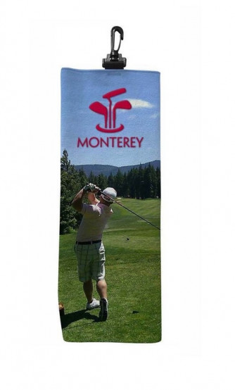 Sublimated Microfiber Shammy Trifold Golf Towel with Hook, 1 Side (15x15)