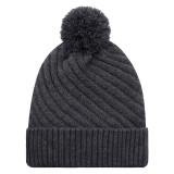 Satin Lined Pom Pom Cuff Toque