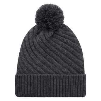 Satin Lined Pom Pom Cuff Toque