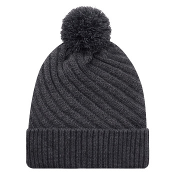 Satin Lined Pom Pom Cuff Toque